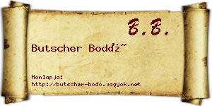 Butscher Bodó névjegykártya